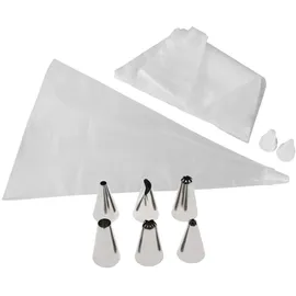 Zenker 9918350 Set mit 20 Spritzbeuteln und 3 Tüllen aus Kunststoff und 6 Tüllen aus Edelstahl, Spritzbeutel, Tüllen aus Kunststoff, Edelstahl, 32 cm