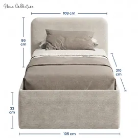 home collective Polsterbett Beige, Textil, Schichtholz, 100x200 cm, Schlafzimmer, Betten, Polsterbetten