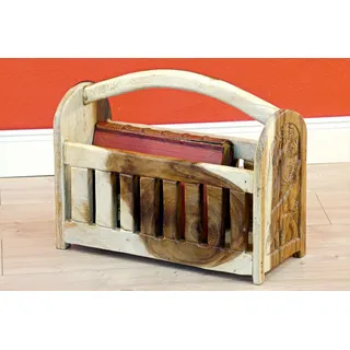 Kinaree Zeitungsständer Holz Zeitungsständer, Unikat, Naturprodukt, Handgefertigt braun