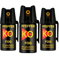 KO Pfefferspray Jet | Fog Verteidigungsspray | Abwehrspray Hundeabwehr | zur Selbstverteidigung | Sparset | Made in Germany (Fog 40 ML 3 STK)