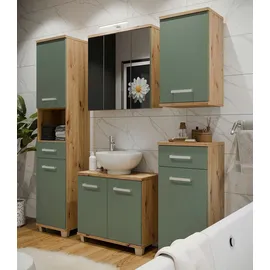 Forte VERIS Hängeschrank 40, moderner Badezimmerschrank, VENOM grün/Artisan-Eiche - Grün/Braun
