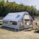 Aufblasbares Zelt, Zelt Aufblasbar mit Ofenloch & Luftpumpe, 4-Saison Luftzelt Outdoor für Camping 6-8 Personen, Familienzelt Gampingzelt, Pop Up Haus Großes Zelt Schnellaufbau