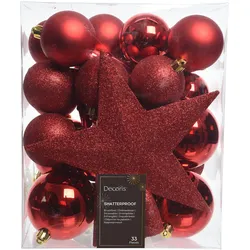 Decoris 023372 Kugeln bruchfest glanz, matt, Glitter mix Transbox a 33