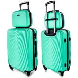 RGL 663 Kofferset ABS++ Hartschalen Koffer abnehmbare Räder Trolley 2tlg Koffer XL + Kosmetikkofer Minze