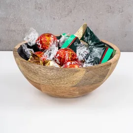 levandeo Schüssel 15cm Mango Holz Grau Perlmutt Emaille Schale Bowl Salatschüssel Deko - Braun