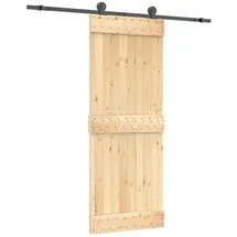 vidaXL Schiebetür Natürlich und Schwarz rechts 80 x 210 cm Braun