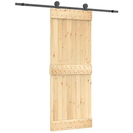 vidaXL Schiebetür Natürlich und Schwarz rechts 80 x 210 cm Braun