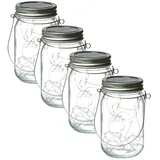 MARELIDA LED Solar Glas Windlicht Einmachglas für Terrasse 13cm 4er Set