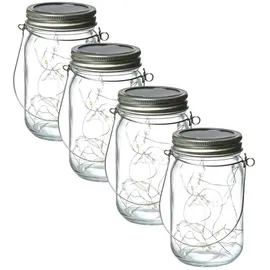 MARELIDA LED Solar Glas Windlicht Einmachglas für Terrasse 13cm 4er Set