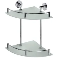 Brillantbad BOMEGA Glasablage Eckmodell mit 2 Flächen Messing Chrom poliert Milchglas 270x390x270 mm für Bad & Küche >> zum Bohren