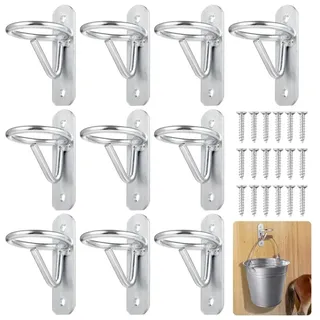 YOFAPA 10 PCS Bucket Hook Hangers, 10 Stück Eimerhaken-Aufhänger, Metallhaken für Pferdetränkeeimer, Wandhalterungen für Eimer für Pferdeställe, Stallbedarf