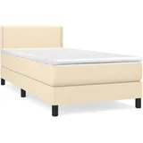 vidaXL Boxspringbett mit Matratze Creme 100x200 cm Stoff - Creme
