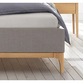 Hasena Polsterbett Silento Stoff grau Holz Eiche bright, 160x200 - Braun/Grau