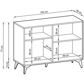 masseno DIAMANTE 104 x 77 x 39 cm Schwarz