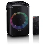 Lenco BTC-060BK - Karaoke-Set mit Bluetooth®, wiederaufladbarem Akku, drahtlosem Karaoke-Mikrofon und Disco-LED-Beleuchtung - Schwarz