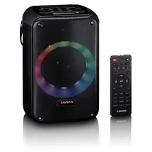 Lenco BTC-060BK - Karaoke-Set mit Bluetooth®, wiederaufladbarem Akku, drahtlosem Karaoke-Mikrofon und Disco-LED-Beleuchtung - Schwarz