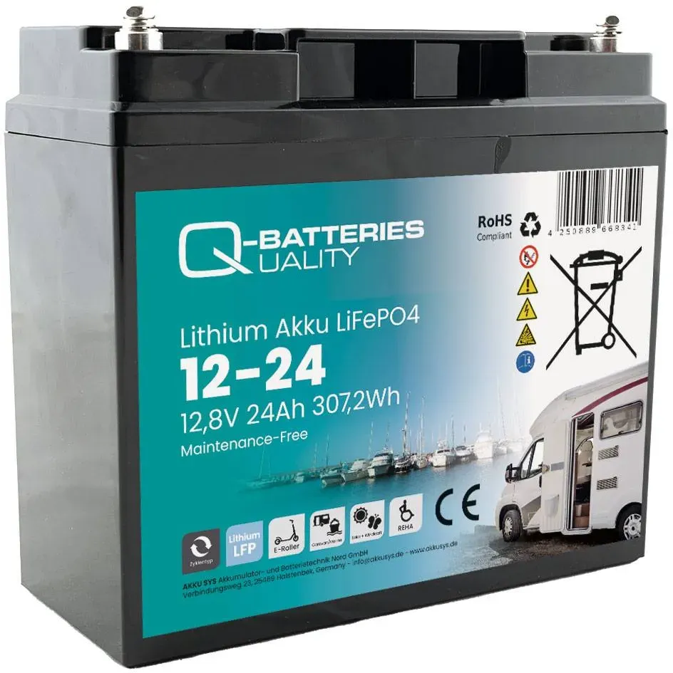 Q-Batteries Lithium Akku 12-24 12,8V 24Ah 307,2Wh LiFePO4 Batterie