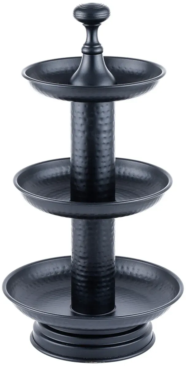 3 Etagen Edelstahl Etagere Etagenständer Deko Schwarz Rosal 40cm