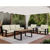 MKS Meble Gartenmöbel Set mit einem Tisch, Sofa und zwei Sesseln auf Metallbeinen, Gartenmöbel Set 5 Personen, Outdoor Möbel Set - ELBA 1 - beige - Beige