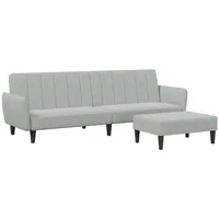 VidaXL Schlafsofa 2-Sitzer mit Fußhocker Hellgrau Samt
