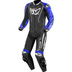 Berik Zakura Evo perforierte 2-Teiler Motorrad Lederkombi, schwarz-blau, Größe 52 für Männer
