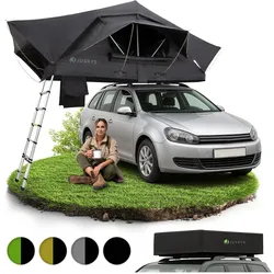 Juskys Autodachzelt Lago 140 x 240 cm - LED-Beleuchtung & Leiter - Schwarz