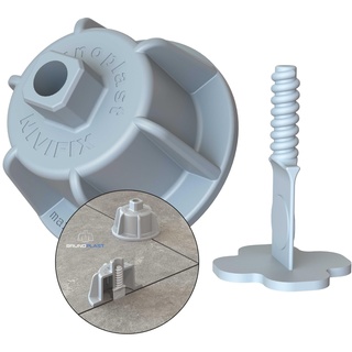 Brunoplast NIVIFIX Starter-Set PRO grau, 300-teiliges Fliesen Nivelliersystem 1.7 mm für Wand- und Bodenfliesen von 12-20 mm Stärke, Fliesenverlegehilfe, Gewindelaschen, Zuglaschen, Fliesen Werkzeug