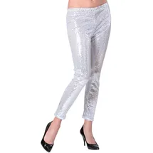 w widmann milano party fashion - Paillettenleggings für Damen, glänzende Disco Leggings im 70er Jahre Stil, für Karneval, Party Outfit