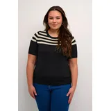 KAFFE CURVE Strickpullover Schwarz / Beige L