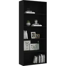 vidaXL Bücherregal 5 Fächer Schwarz 80x30x189 cm Holzwerkstoff