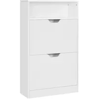 VASAGLE weiß Holzwerkstoff, 60x102x24 cm stehend, Garderobe, Schuhaufbewahrung, Schuhkipper