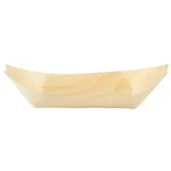 Greenbox Snackschalen Holzschiffchen, Holz, Hochwertige Snacktrays mit natürlicher Maserung in Schiffchenform, 1 Packung = 100 Stück, Länge: 24,5 cm