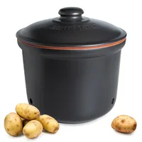 ROMERTOPF Frische-Topf MAXI PLUS 5,5 Liter - Kartoffeltopf Keramik - Atmungsaktiver Ton hält Gemüse länger Frisch - Ideale Luftzirkulation - Schwarz