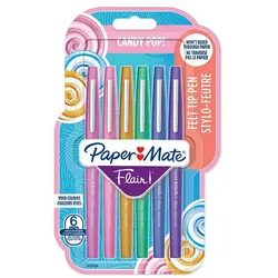 Paper Mate Flair, Medium, 6 Farben, Mehrfarben, Rundspitze, 1 mm, Mehrfarben