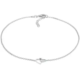 Elli Fußkette Herz Liebe Verschlungen 925 Silber, Herz silberfarben