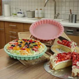 MARELIDA Backform Silikon rosa 26,5cm Kuchenform Tarteform Quicheform rund - D: -