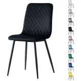 mcc direct Esszimmerstühle LEXI im 4er Set, mit Samtbezug & Metallbeinen, Designstuhl, Schwarz - Schwarz