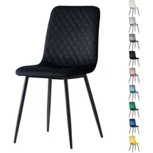 mcc direct Esszimmerstühle LEXI im 4er Set, mit Samtbezug & Metallbeinen, Designstuhl, Schwarz - Schwarz