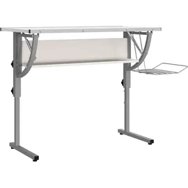 vidaXL Basteltisch Weiß & Grau 110x53x(58-87) cm Holzwerkstoff & Stahl
