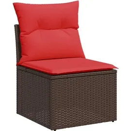 vidaXL Gartensofa-Set mit Kissen, braun, Polyrattan