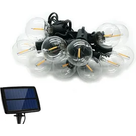 Forever LED Solar Girlande 5,5m + 10 LED Birnen Glühfaden klar E12 G40 IP44 mit 4 Betriebsmodi