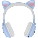 Avizar Kopfhörer mit LED Katzenohren Design Hellblau