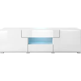 INOSIGN Lowboard "Toledo,Breite 159cm, trendige TV-Schrank mit dekorative Fräsungen", weiß (weiß matt, weiß hgl), B:159cm H:48cm, ABS-Kunststoff, FSC-zertifizierter Holzwerkstoff, MDF, Melamin, Metall, Sideboards, Lowboard, TV-Board ohne Beleuchtung, TV-Kommode