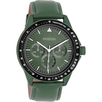 OOZOO Quarzuhr Oozoo Herren Armbanduhr Timepieces Analog, Herrenuhr rund, groß (ca. 45mm) Lederarmband, Casual-Style grün