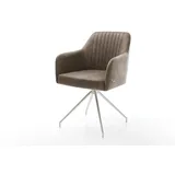DELIFE Polsterstuhl Greg-Flex, Kreuzgestell konisch Edelstahl Mikrofaser Taupe Vintage Taschenfederke grau