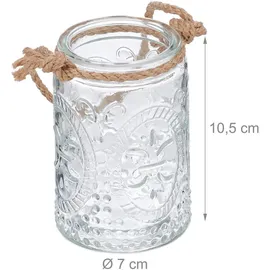 Relaxdays Windlicht 12er Set Glas Transparent/Braun