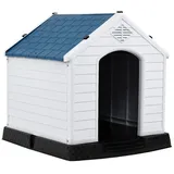 COSTWAY Hundehütte Hundehaus, Hundehöhle, für Drinnen & Draußen blau|weiß 87.5 cm x 81.5 cm x 78.5 cm