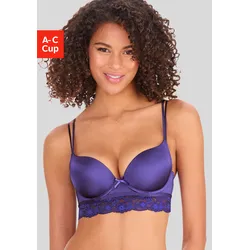 Push-up-BH VIVANCE, Damen, Gr. 70, Cup B, blau, Microtouch, Spitze, Obermaterial: 60% Polyamid, 35% Polyester, 5% Elasthan, feminin, BHs, mit Bügel und Spitze entlang der Unterbrust, sexy Dessous