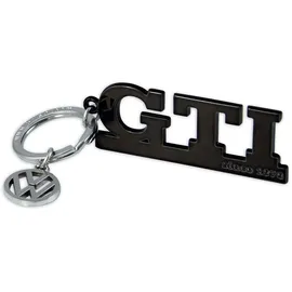 BRISA VW Collection - Volkswagen Metall Schlüssel-Anhänger-Ring Schlüsselbund-Accessoire Keyholder im GTI Design (Schriftzug schwarz