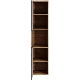 Badplaats Badezimmerschrank Montreal mit 2 Türen Kastanien Eiche / Grau - 30 x 30 x 130 cm